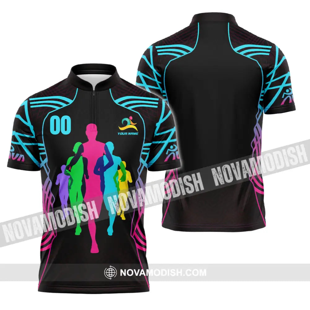 Unisex Shirt - Custom Running 3D Shirt Zipper Polo Shirt / S T-shirt