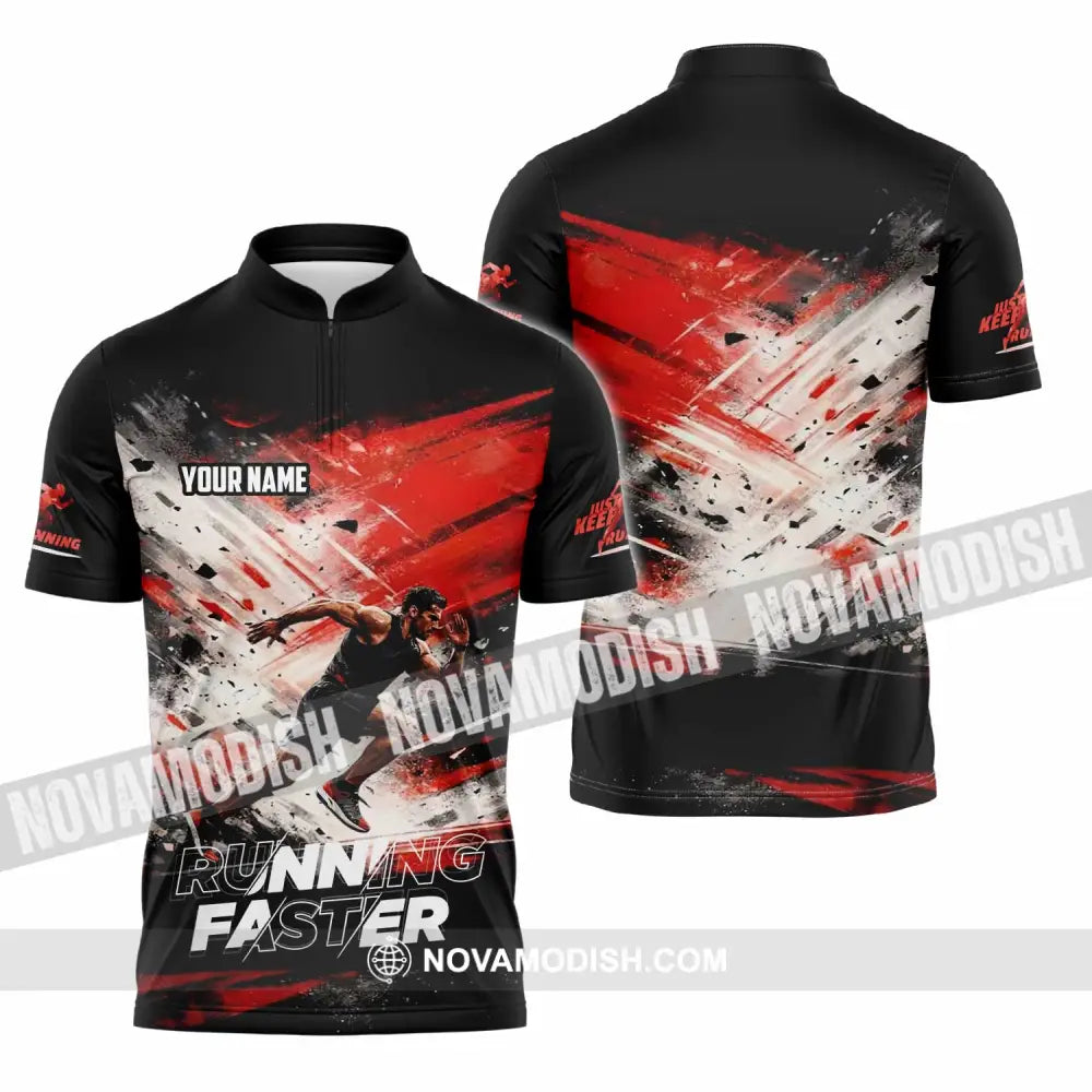 Unisex Shirt - Custom Running 3D Shirt - Zipper Polo Shirt / S - T-shirt