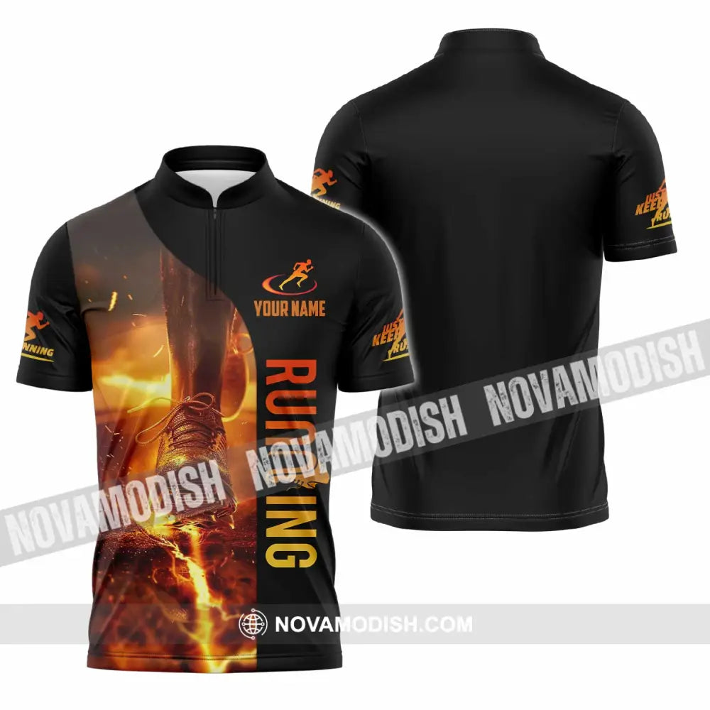 Unisex Shirt - Custom Running 3D Shirt - Zipper Polo Shirt / S - T-shirt
