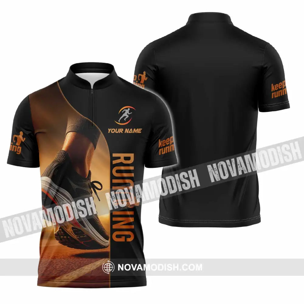 Unisex Shirt - Custom Running 3D Shirt Zipper Polo Shirt / S T-shirt