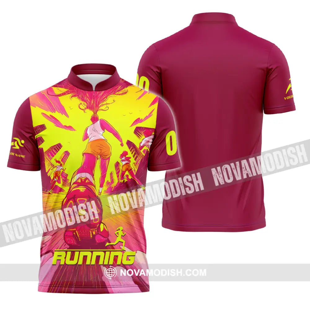 Unisex Shirt - Custom Running 3D Shirt - Zipper Polo Shirt / S - T-shirt