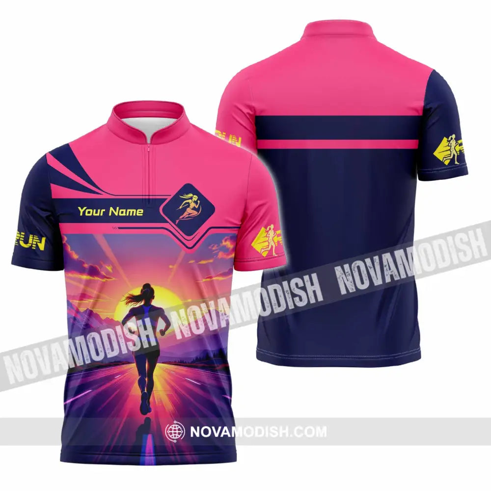 Unisex Shirt - Custom Running 3D Shirt Zipper Polo Shirt / S T-shirt