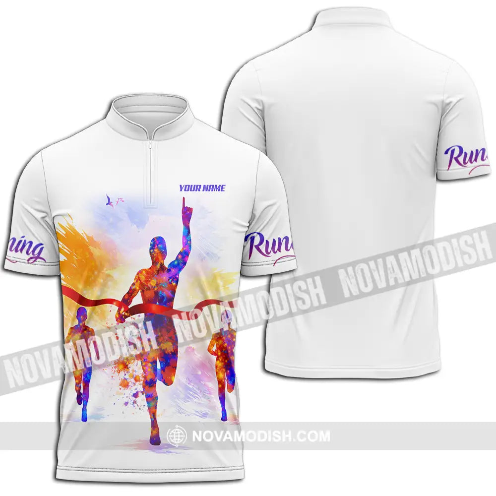 Unisex Shirt - Custom Running 3D Shirt Zipper Polo Shirt / S T-shirt