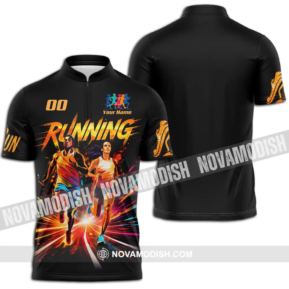 Unisex Shirt - Custom Running 3D Shirt - Zipper Polo Shirt / S - T-shirt