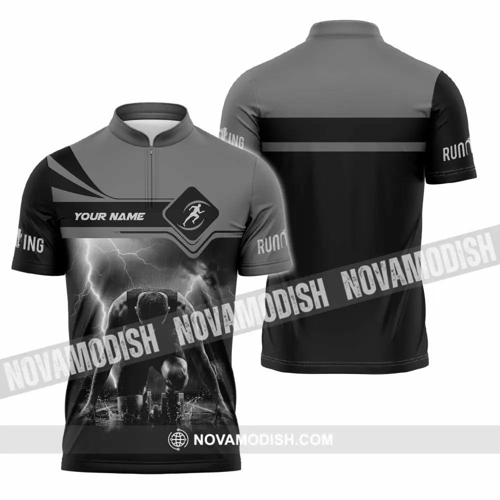 Unisex Shirt - Custom Running 3D Shirt Zipper Polo Shirt / S T-shirt