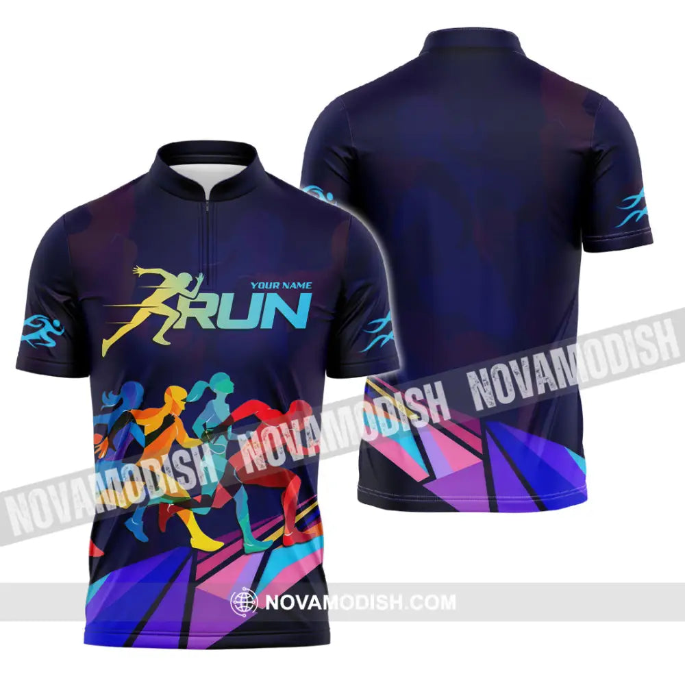 Unisex Shirt - Custom Running 3D Shirt Zipper Polo Shirt / S T-shirt