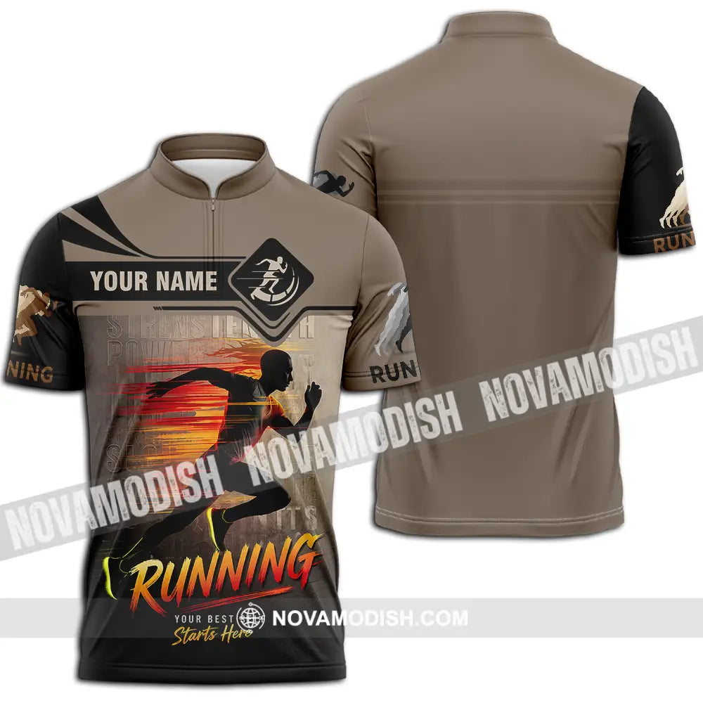 Unisex Shirt - Custom Running 3D Shirt Zipper Polo Shirt / S T-shirt