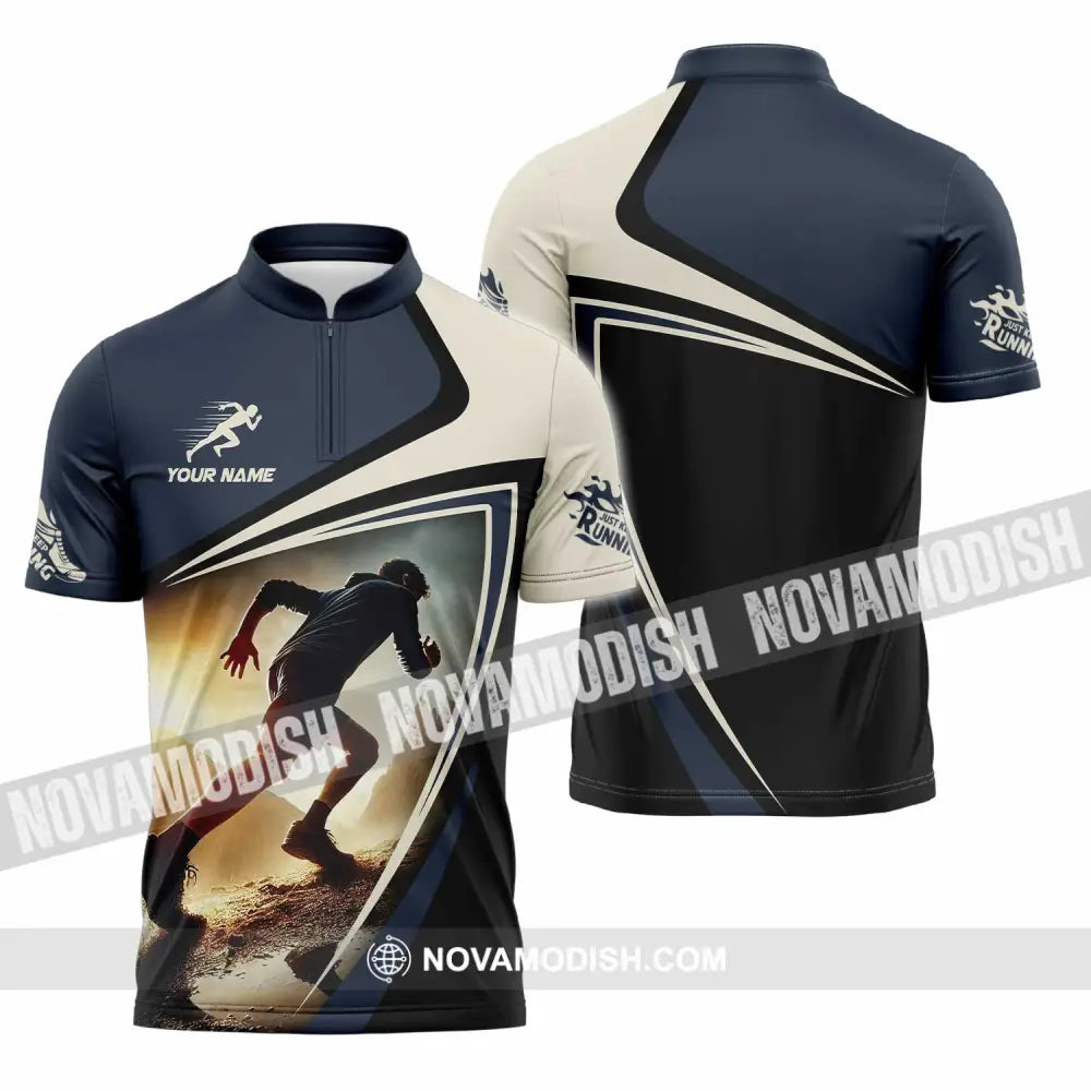 Unisex Shirt - Custom Running 3D Shirt Zipper Polo Shirt / S T-shirt