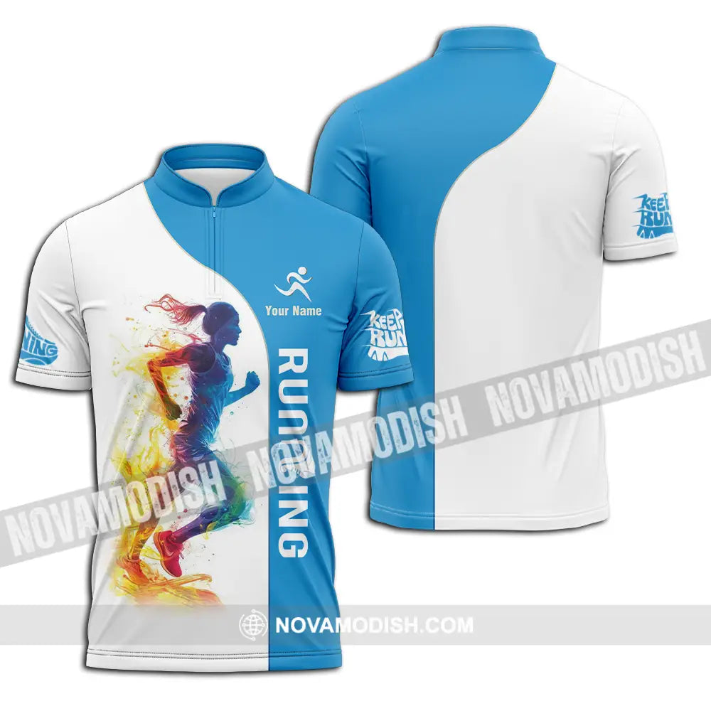 Unisex Shirt - Custom Running 3D Shirt Zipper Polo Shirt / S T-shirt