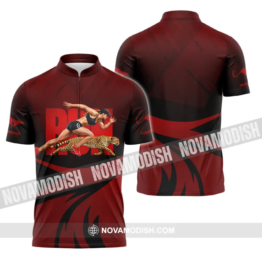 Unisex Shirt - Custom Running 3D Shirt Zipper Polo Shirt / S T-shirt