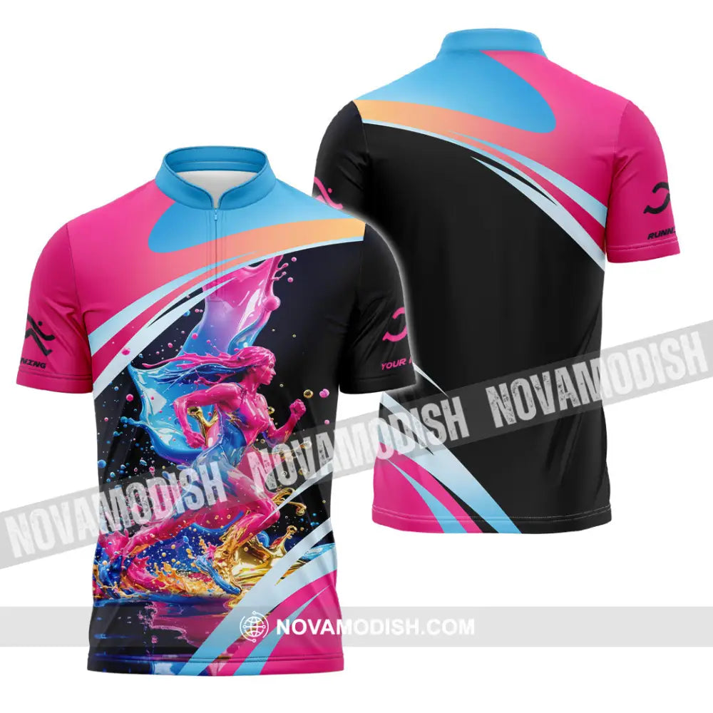 Unisex Shirt - Custom Running 3D Shirt Zipper Polo Shirt / S T-shirt