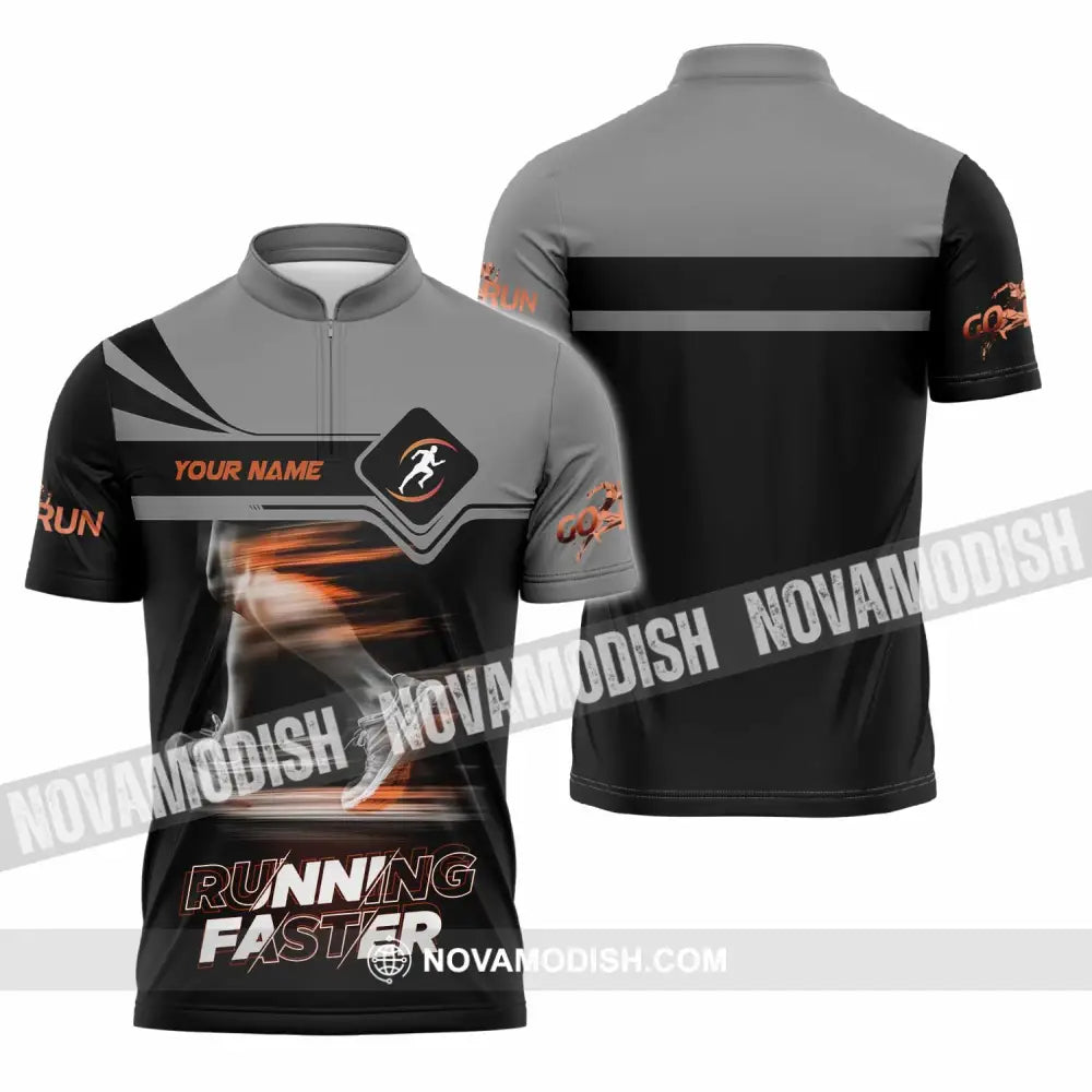 Unisex Shirt - Custom Running Faster 3D Shirt - Zipper Polo Shirt / S - T-shirt