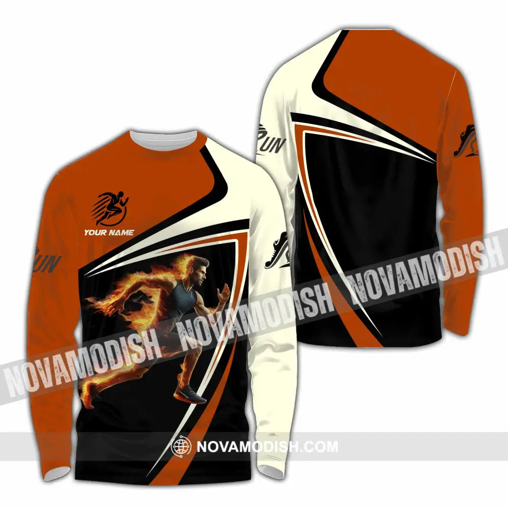 Unisex Shirt - Custom Running Fire Man Shirt Long Sleeve Shirt / S T-shirt