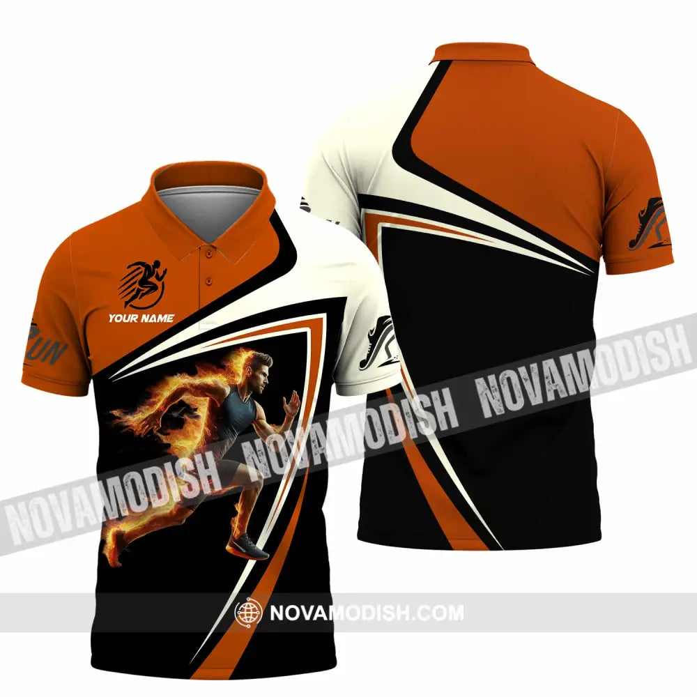 Unisex Shirt - Custom Running Fire Man Shirt Polo Shirt / S T-shirt