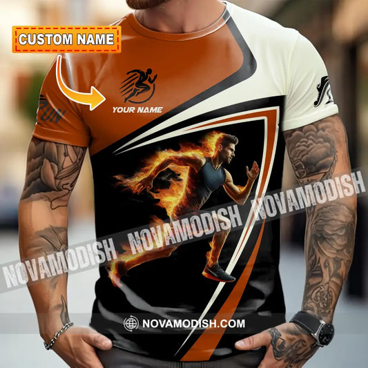 Unisex Shirt - Custom Running Fire Man Shirt T-shirt