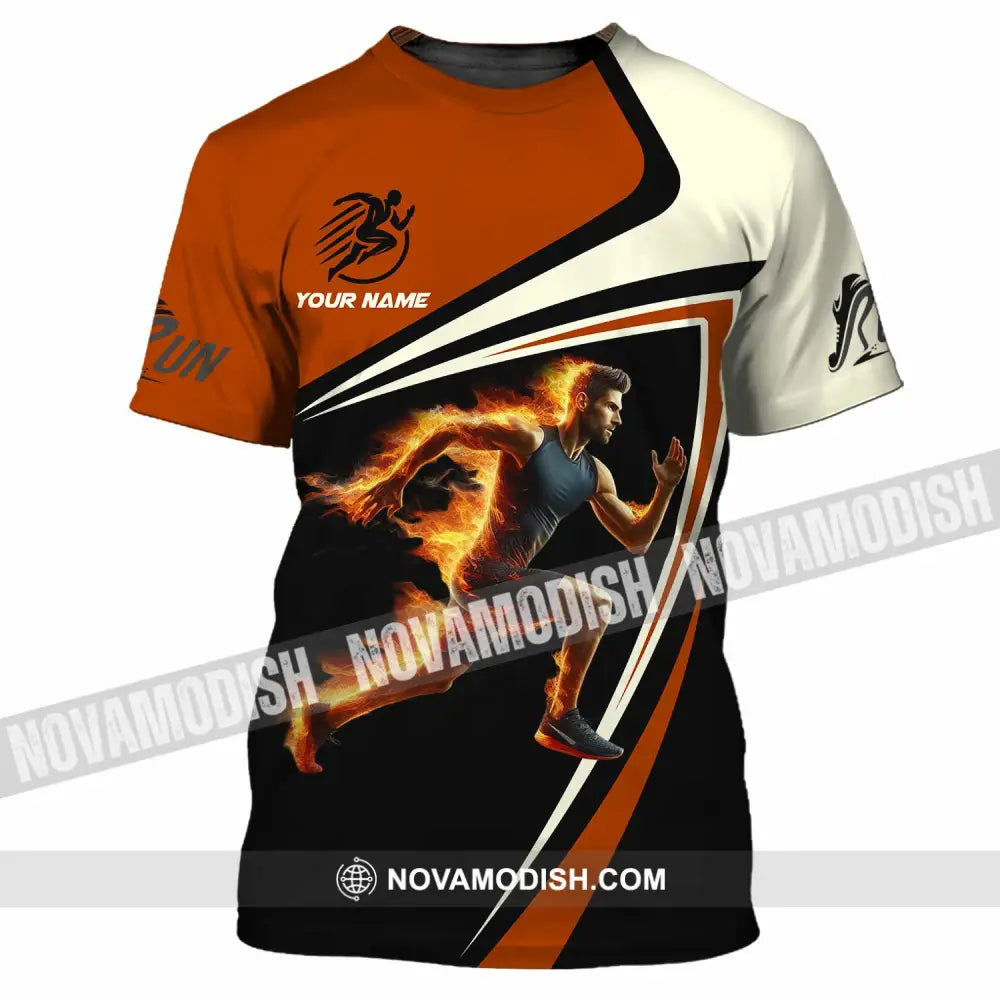 Unisex Shirt - Custom Running Fire Man Shirt T-Shirt / S T-shirt