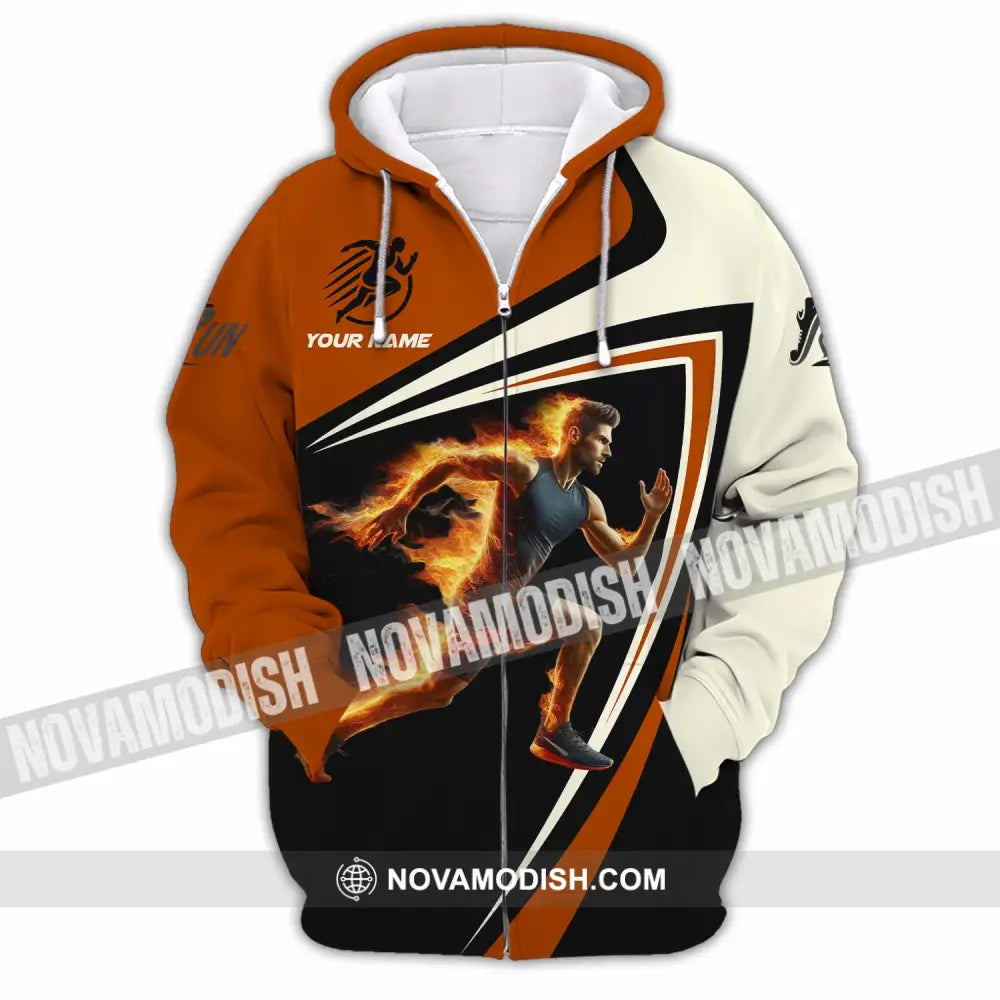 Unisex Shirt - Custom Running Fire Man Shirt Zipper Hoodie / S T-shirt