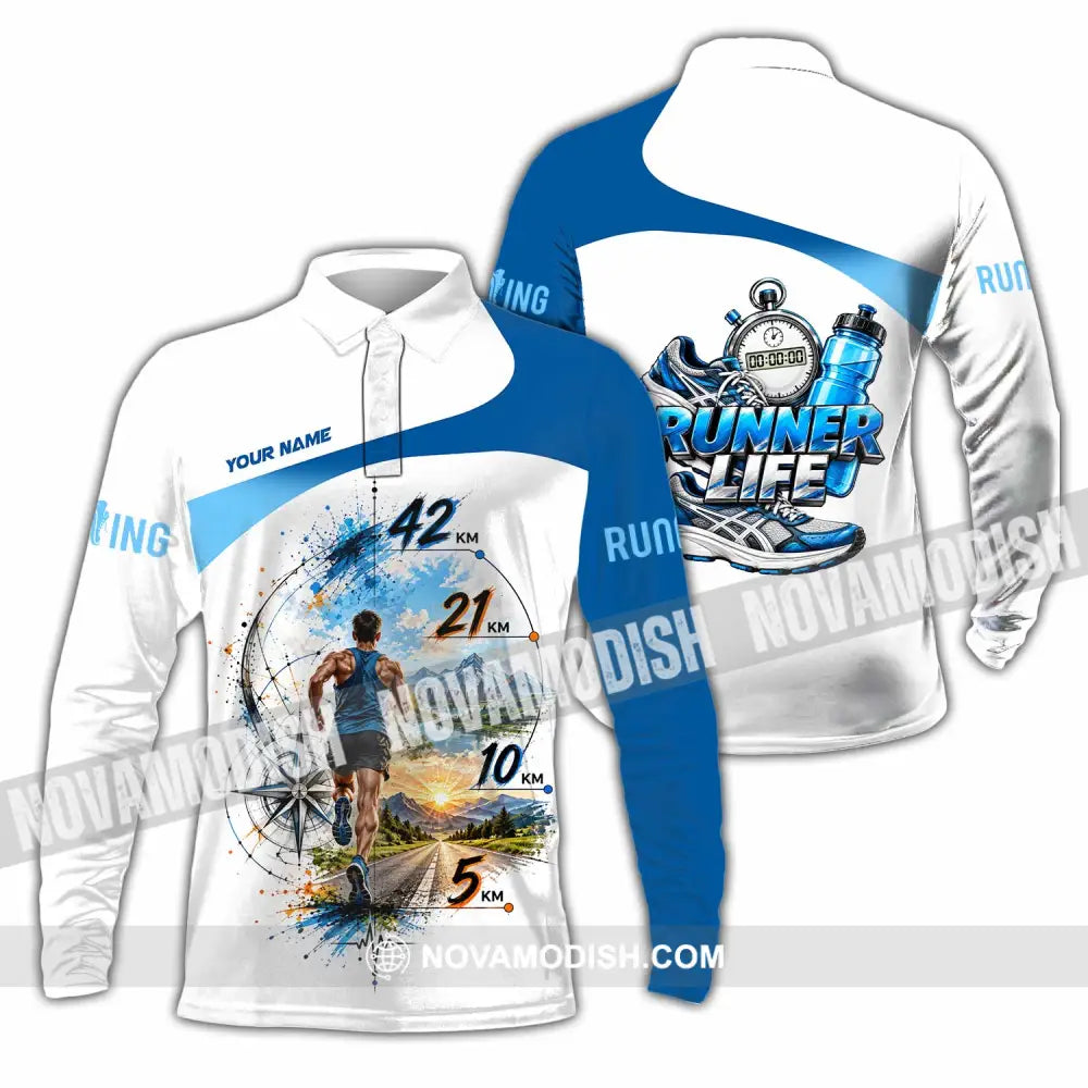 Unisex Shirt - Custom Running Life Shirt - Long Sleeve Polo / S - T-shirt
