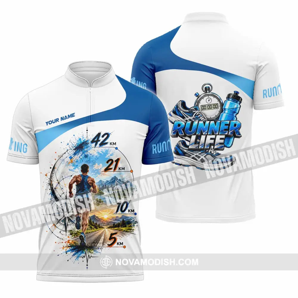 Unisex Shirt - Custom Running Life Shirt - Zipper Polo Shirt / S - T-shirt