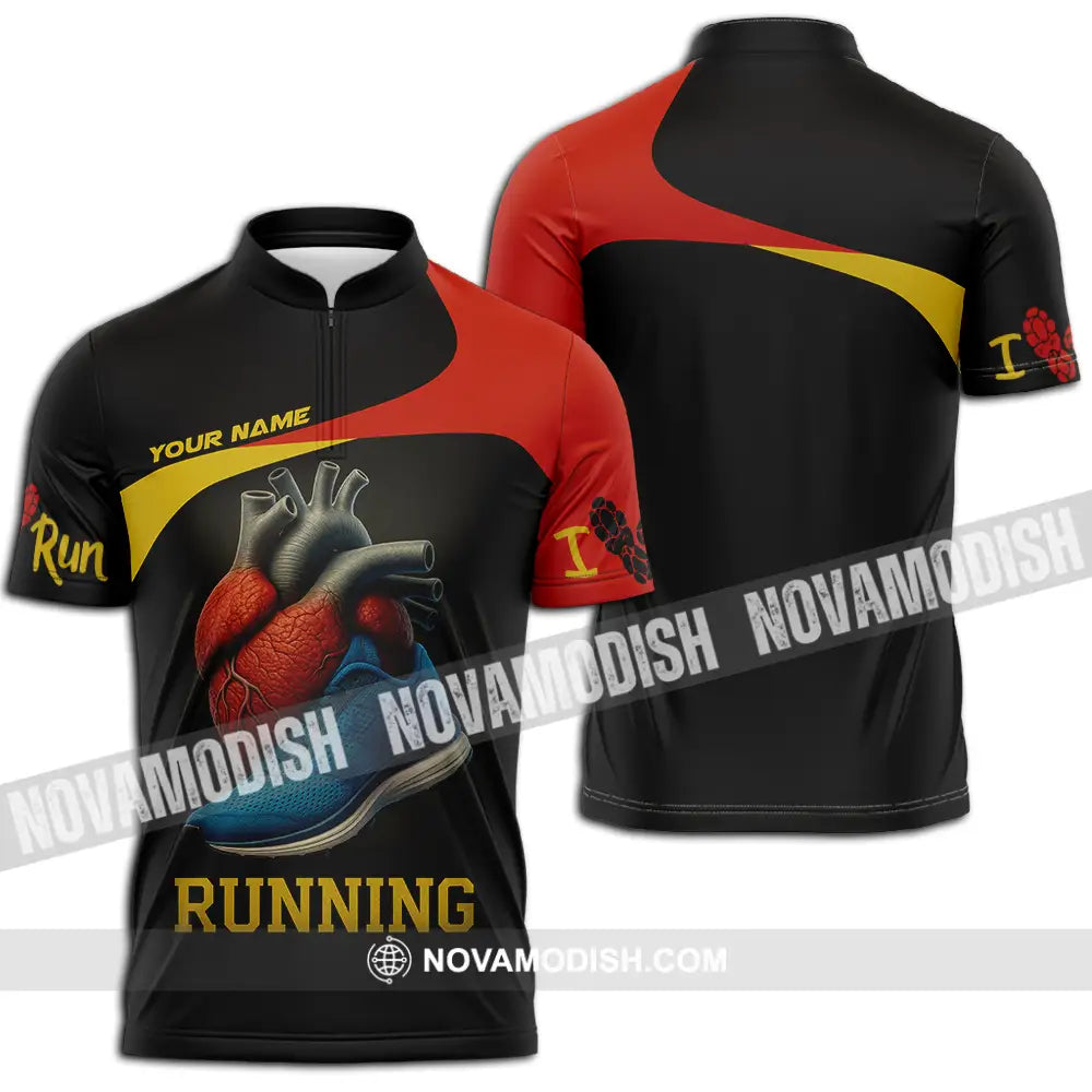 Unisex Shirt - Custom Running Lover Runner Shirt Zipper Polo Shirt / S T-shirt