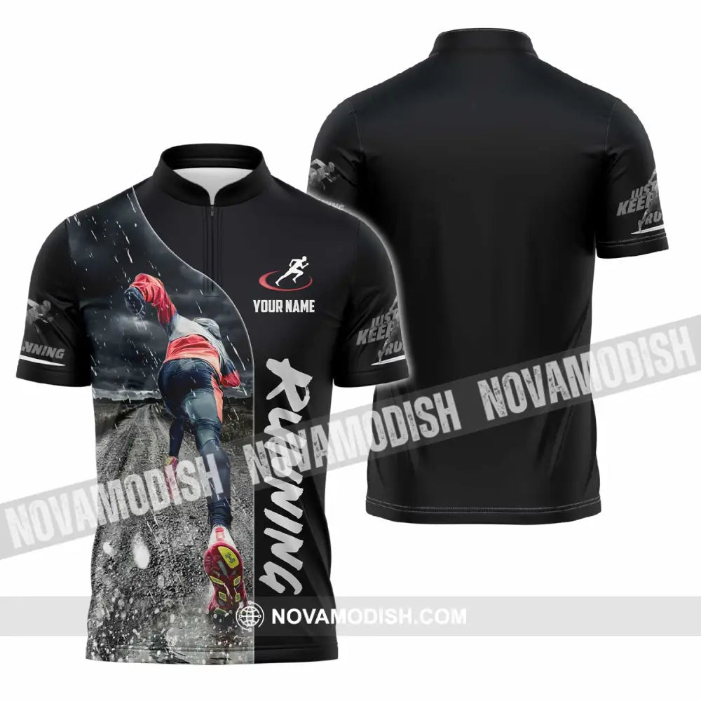 Unisex Shirt - Custom Running Lover Shirt Zipper Polo Shirt / S T-shirt