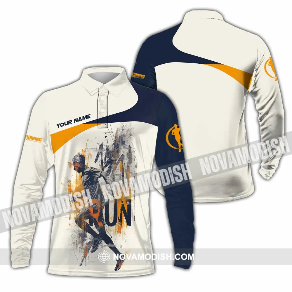 Unisex Shirt - Custom Running Never Give Up 3D Shirt Long Sleeve Polo / S T-shirt