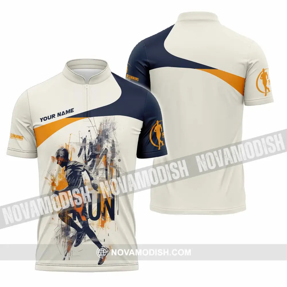 Unisex Shirt - Custom Running Never Give Up 3D Shirt Zipper Polo Shirt / S T-shirt