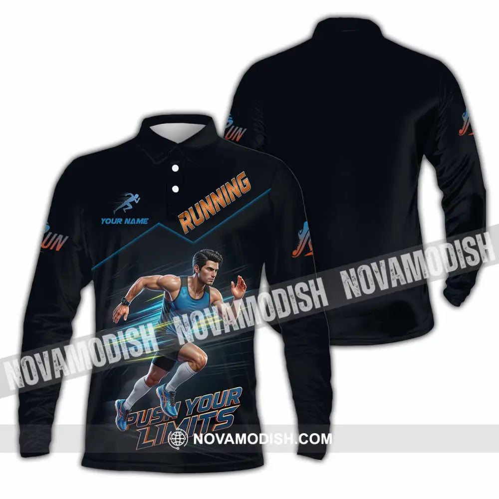 Unisex Shirt - Custom Running Push Your Limits Shirt - Long Sleeve Polo / S - T-shirt