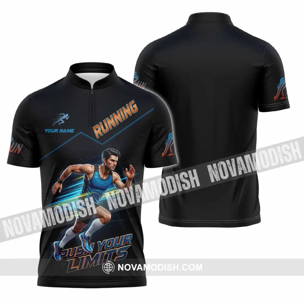 Unisex Shirt - Custom Running Push Your Limits Shirt - Zipper Polo Shirt / S - T-shirt
