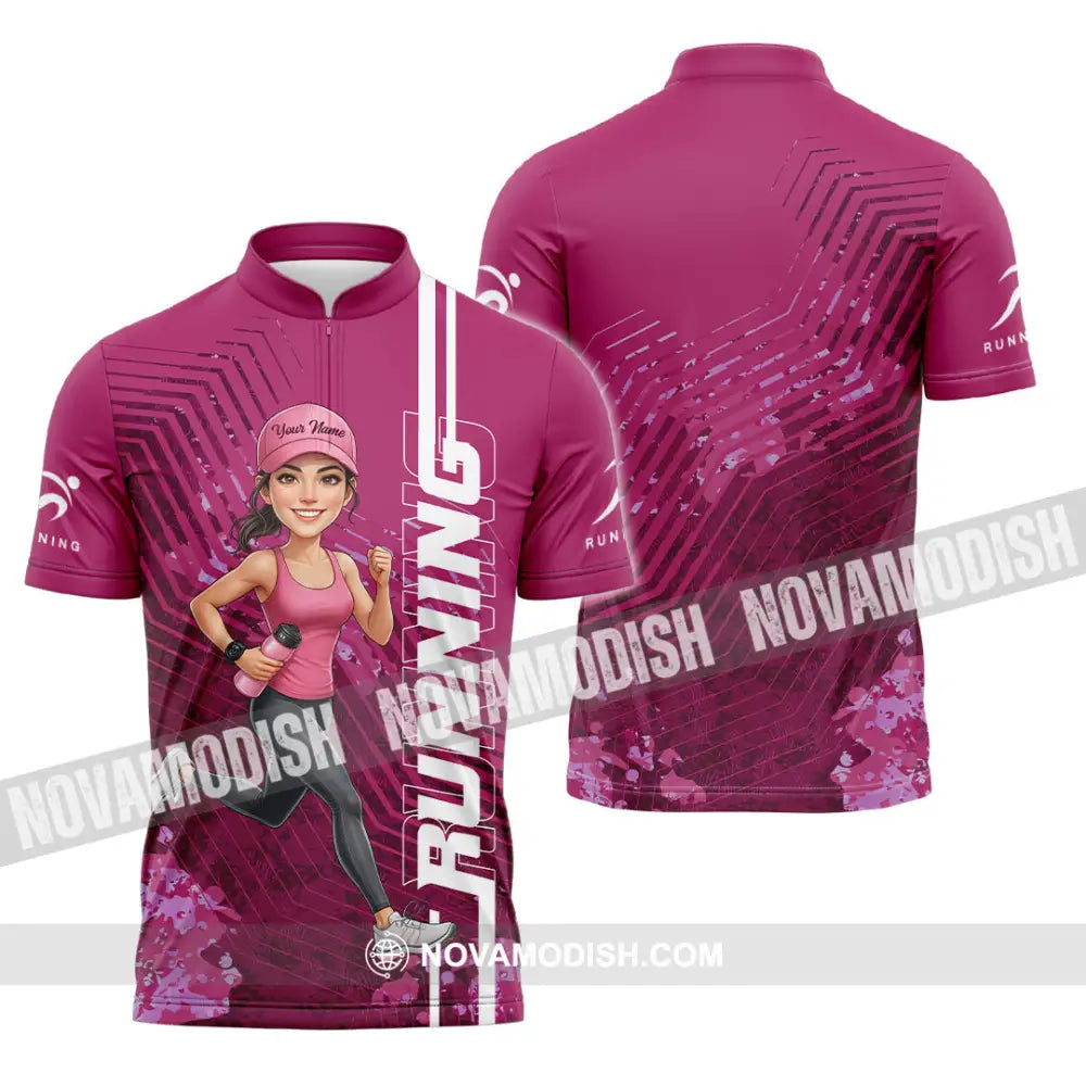 Unisex Shirt - Custom Running Women 3D Shirt Zipper Polo Shirt / S T-shirt