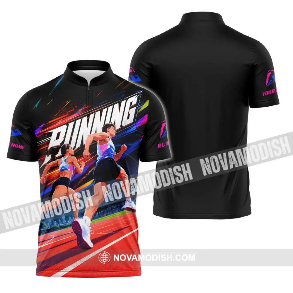 Unisex Shirt - Custom Running Shirt - Zipper Polo Shirt / S - T-shirt