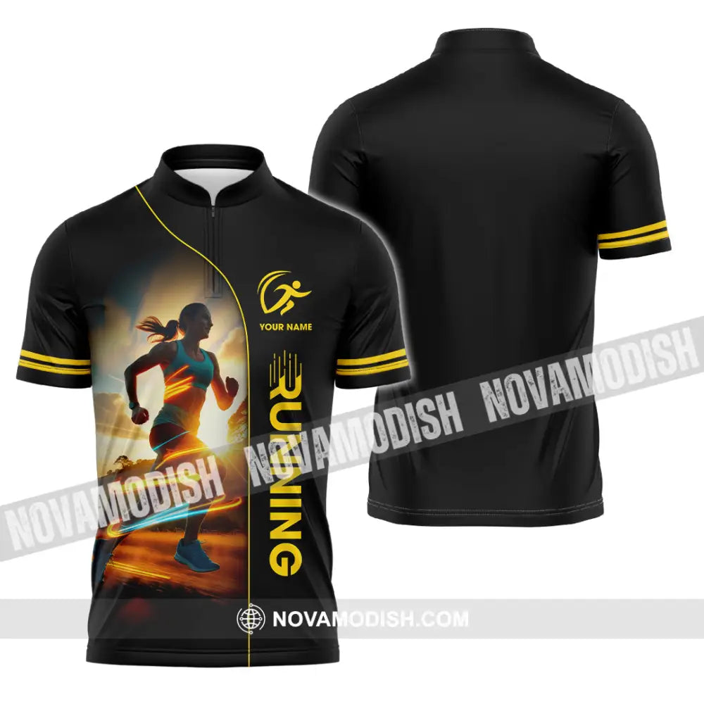 Unisex Shirt - Custom Running Shirt Zipper Polo Shirt / S T-shirt