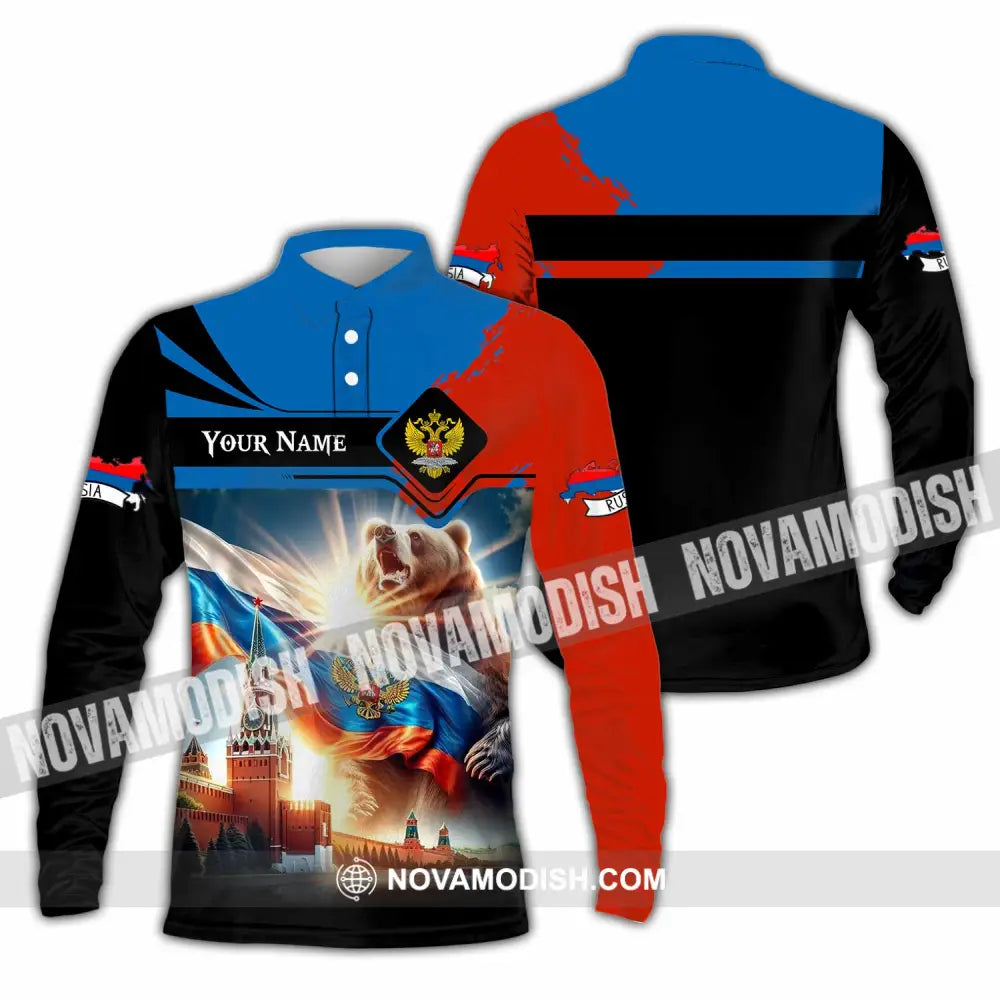 Unisex Shirt - Custom Russia 3D Shirt Long Sleeve Polo / S T-shirt