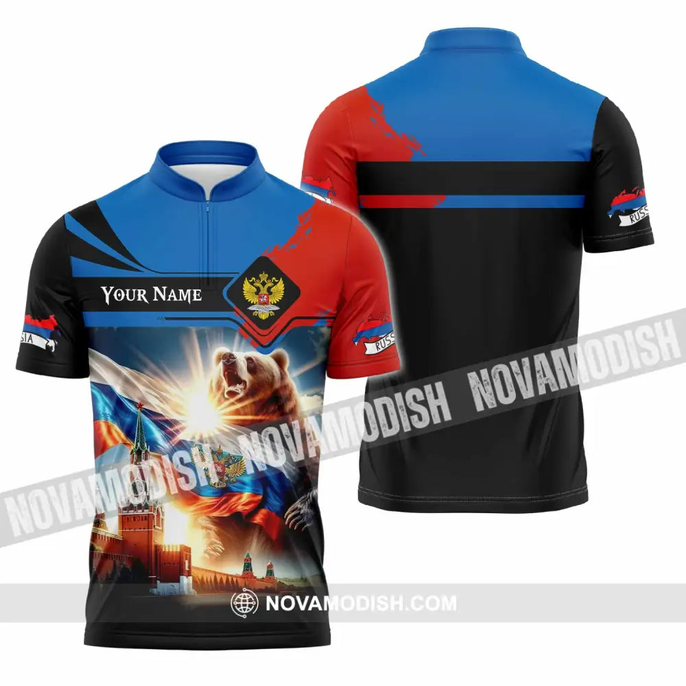 Unisex Shirt - Custom Russia 3D Shirt Zipper Polo Shirt / S T-shirt