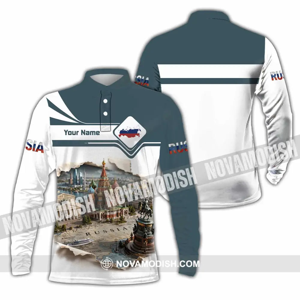Unisex Shirt - Custom Russia Shirt - Long Sleeve Polo / S - T-shirt