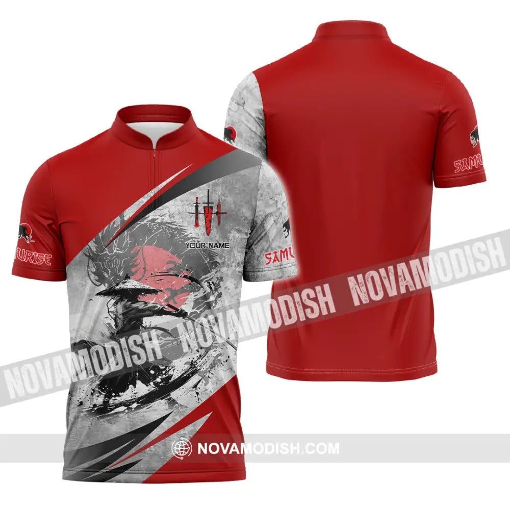 Unisex Shirt - Custom Samurai Shirt Zipper Polo Shirt / S T-shirt
