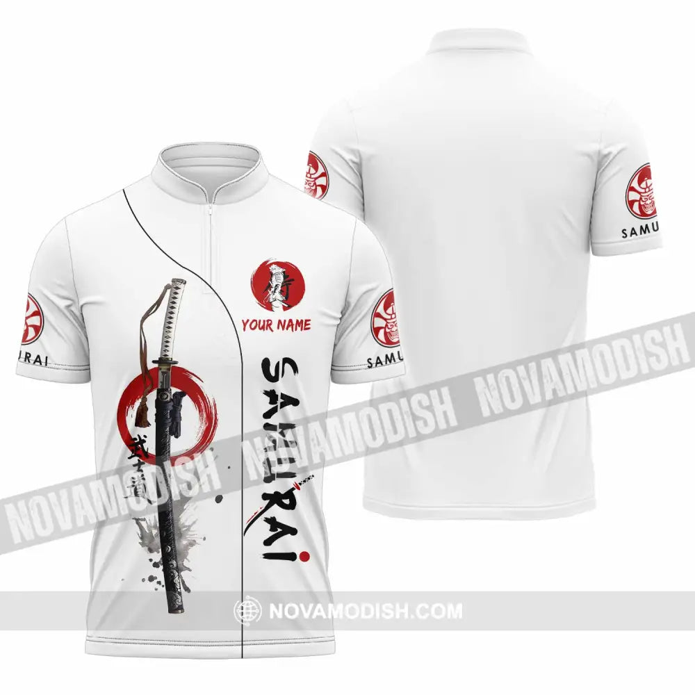 Unisex Shirt - Custom Samurai Shirt Zipper Polo Shirt / S T-shirt