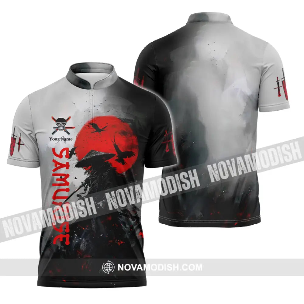Unisex Shirt - Custom Samurai Shirt Zipper Polo Shirt / S T-shirt
