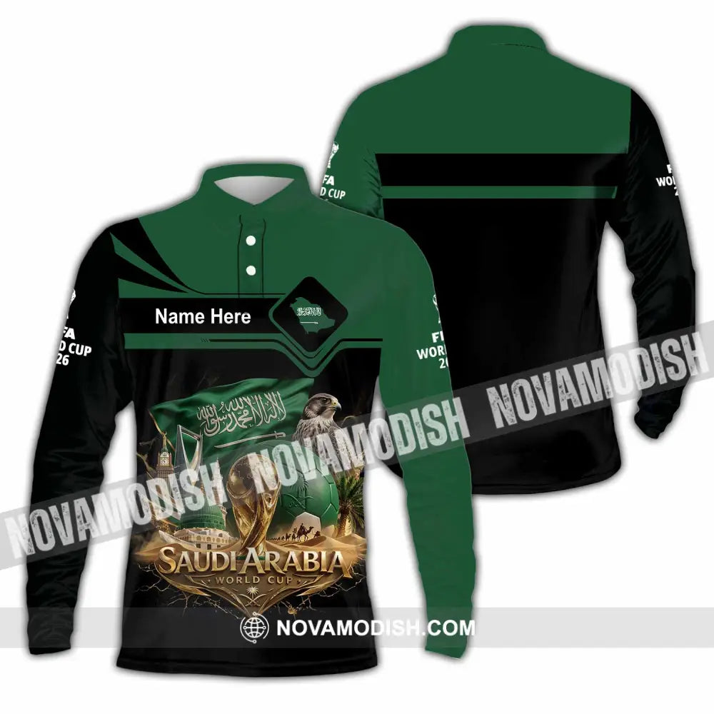 Unisex Shirt - Custom Saudi Arabia World Cup 2026 Shirt - Long Sleeve Polo / S - T-shirt