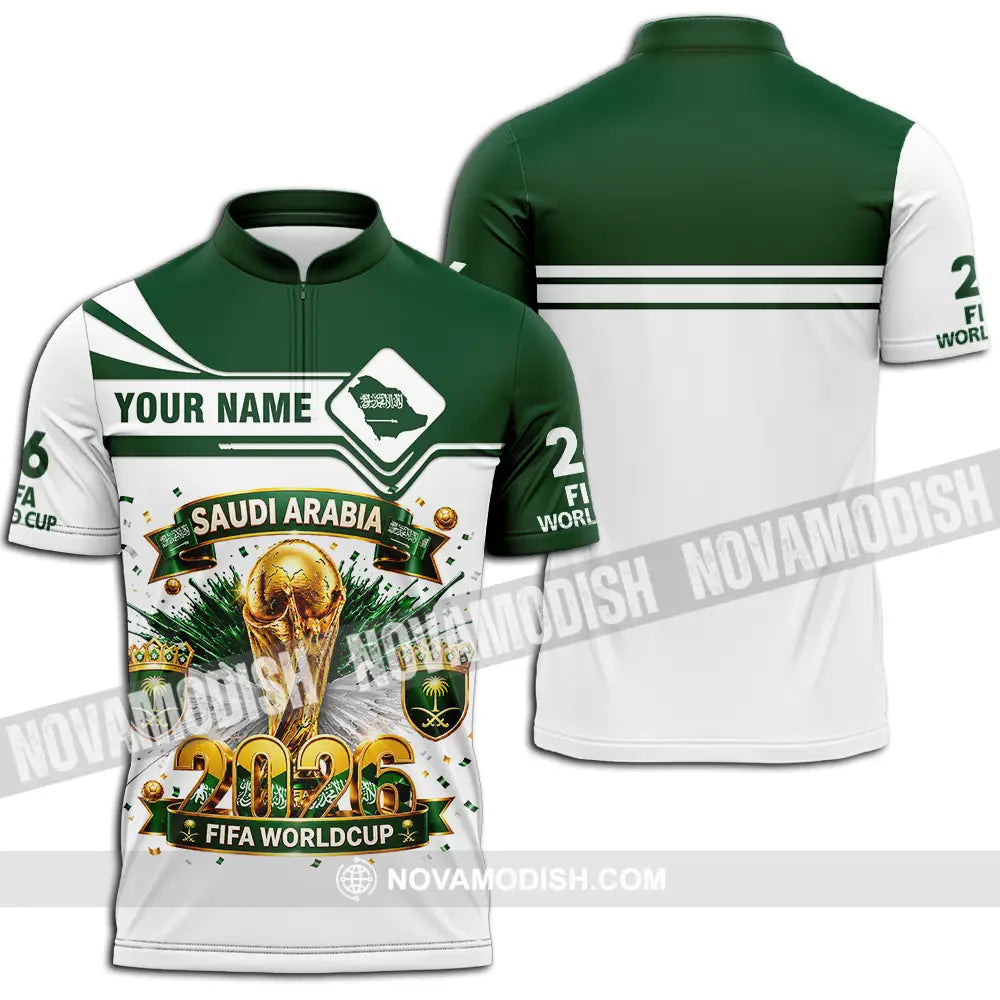 Unisex Shirt - Custom Saudi Arabia World Cup 2026 Shirt - Zipper Polo Shirt / S - T-shirt