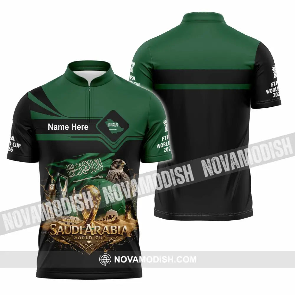 Unisex Shirt - Custom Saudi Arabia World Cup 2026 Shirt - Zipper Polo Shirt / S - T-shirt