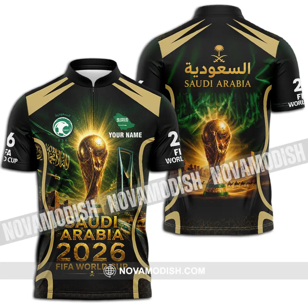Unisex Shirt - Custom Saudi Arabia World Cup 2026 Shirt - Zipper Polo Shirt / S - T-shirt