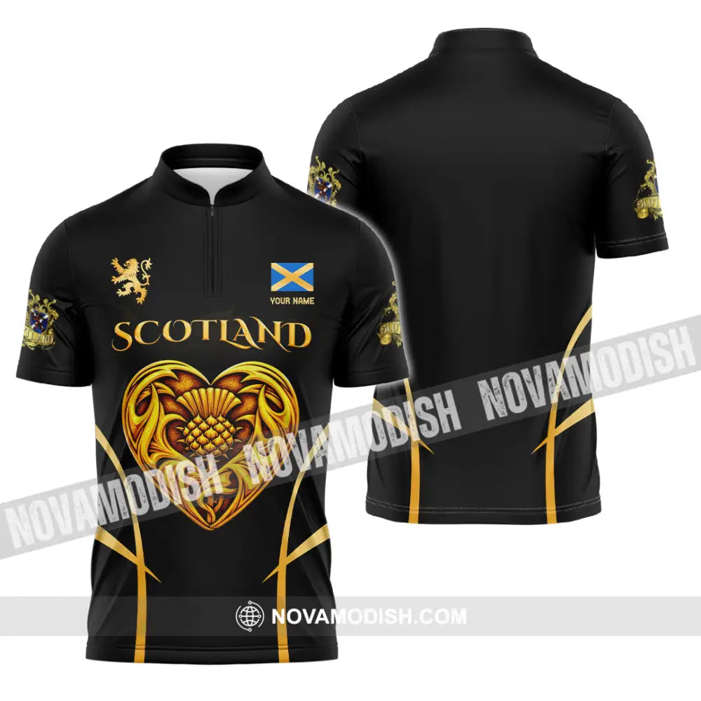 Unisex Shirt - Custom Scotland 3D Shirt Zipper Polo Shirt / S T-shirt