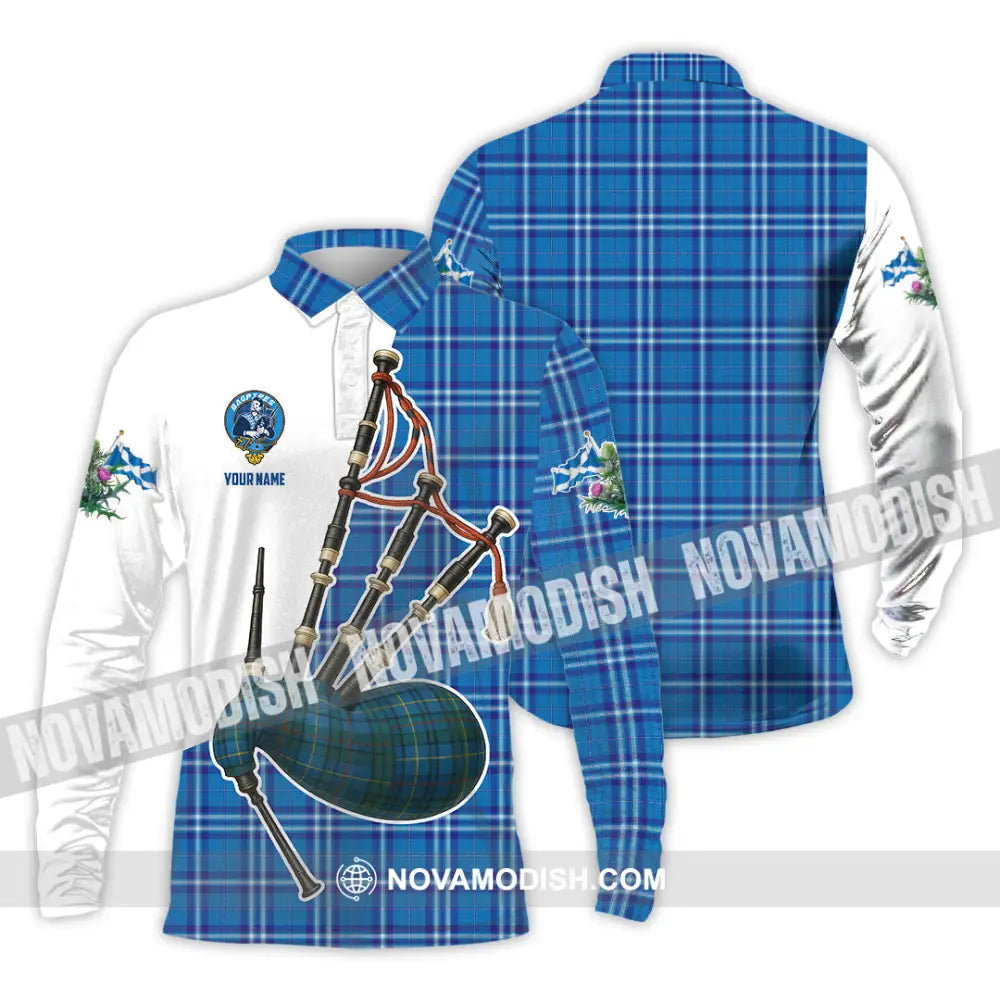 Unisex Shirt - Custom Scotland Bagpipe Shirt Long Sleeve Polo / S T-shirt