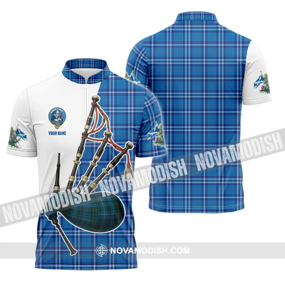 Unisex Shirt - Custom Scotland Bagpipe Shirt Zipper Polo Shirt / S T-shirt