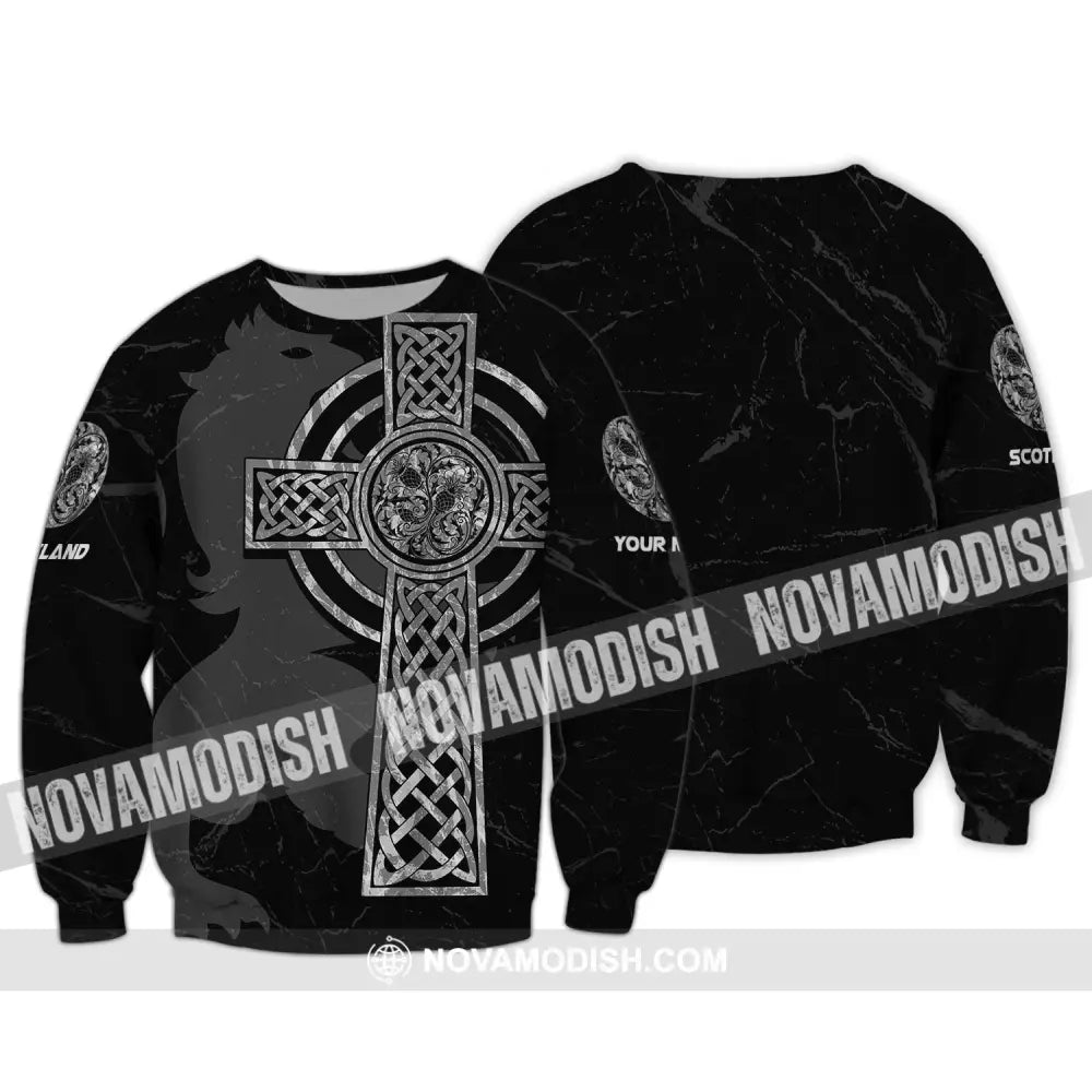 Unisex Shirt Custom Scotland Cross T-Shirt Clothing Long Sleeve / S