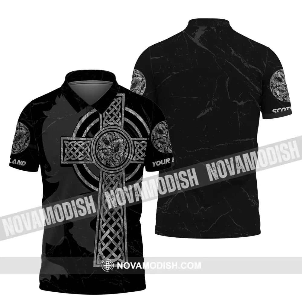 Unisex Shirt Custom Scotland Cross T-Shirt Clothing Polo / S