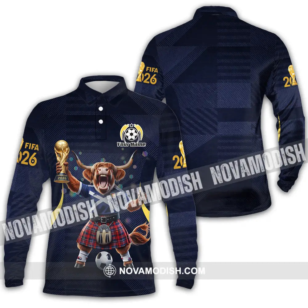 Unisex Shirt - Custom Scotland Fifa World Cup 2026 3D Shirt Long Sleeve Polo / S T-shirt