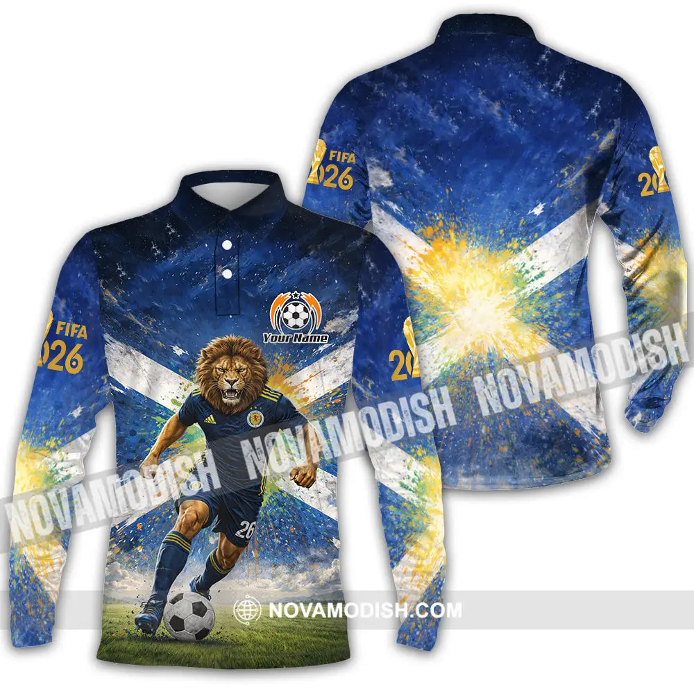 Unisex Shirt - Custom Scotland Fifa World Cup 2026 3D Shirt Long Sleeve Polo / S T-shirt