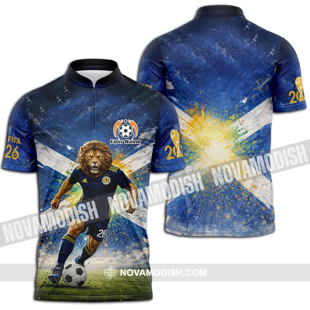 Unisex Shirt - Custom Scotland Fifa World Cup 2026 3D Shirt Zipper Polo Shirt / S T-shirt